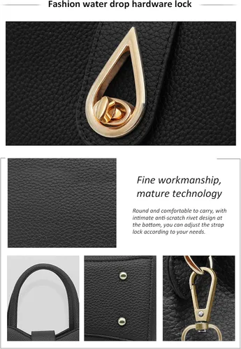 Vista 5 de Pahajim Bolso de cuero sintético para mujer, con asa superior, cartera de dama, elegante, para trabajo, ataché, bolsa de mano Medium structured