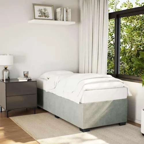 Vista 10 de Marco de cama con plataforma individual XL, tapizado en terciopelo gris oscuro, madera contrachapada moderna y estable y construcción de madera
