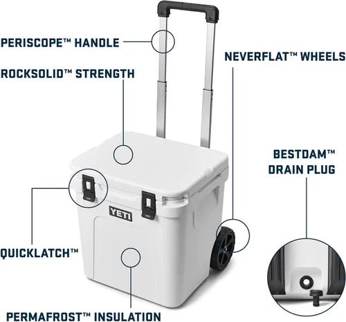 Vista 2 de YETI Roadie 48 - Hielera con ruedas y mango retráctil de periscopio