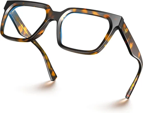 Vista 4 de VISOONE Paquete de 2 lentes rectangulares TR90 con bloqueo de luz azul para computadora con aspecto preppy para mujeres y hombres Cougar