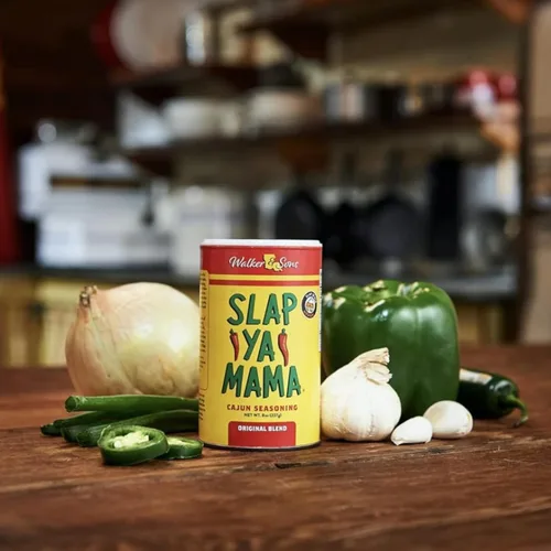 Vista 6 de Slap Ya Mama condimento cajún de Louisiana, paquete de variedad de especias, latas de 8 onzas, 1 mezcla cajún original y 1 mezcla cajún picante