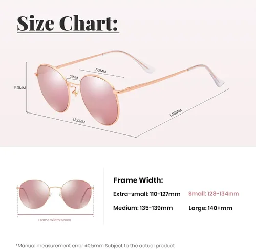 Vista 5 de Veda Tinda Vision Lentes de sol redondos pequeños vintage para mujer, clásicos, retro, con protección UV, cadena