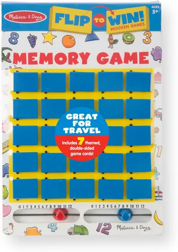 Vista 8 de Juego de memoria para viajes Melissa & Doug Flip to Win, juego de mesa de madera, 7 tarjetas de doble cara