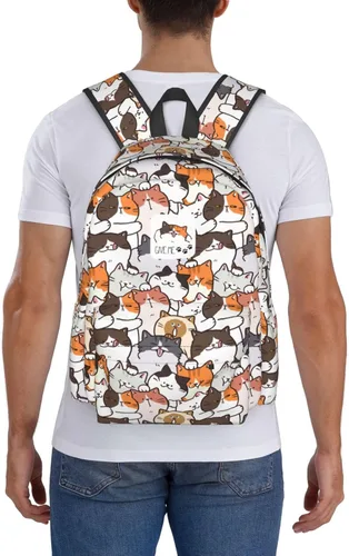 Vista 7 de Mochila Escolar Ligera Bolsa de Libros Mochila de Día Casual para Niñas Niños Mujeres Hombres Viaje Laptop 16 Pulgadas, Gato, Mochilas Daypack
