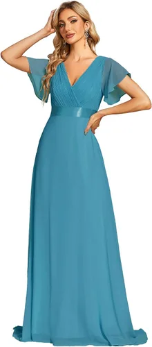 Vista 8 de Ever-Pretty Vestidos formales de mujer para madre de la novia, de manga corta, de chifón, con cintura imperio, de largo hasta el suelo, para dama