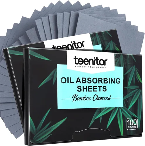 Vista 8 de Teenitor Papel secante de carbón de bambú, 1200 hojas absorbentes de aceite para piel grasa, cara y película de control de aceite