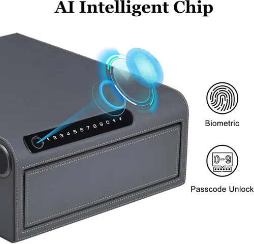 Vista 3 de Caja fuerte para joyas con cajones, biométrico de huellas dactilares, caja fuerte deslizante para pistolas, caja fuerte para almacenamiento de joyas