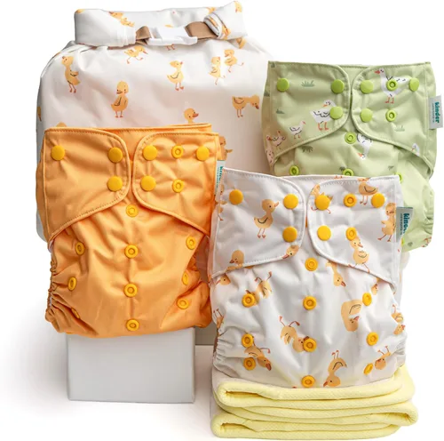 Vista 20 de Big Adventure Kinder - Juego de 5 pañales de tela reutilizables para bebé, estilo de bolsillo, jersey atlético que absorbe la humedad, insertos