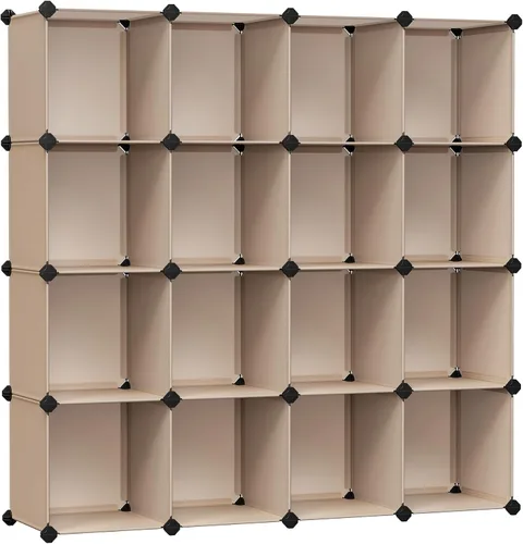 Vista 11 de SONGMICS Organizador de Almacenamiento en Cubos, Juego de 12 Cubos de Plástico, Estante para Libros, Organizadores de Armario y Almacenamiento