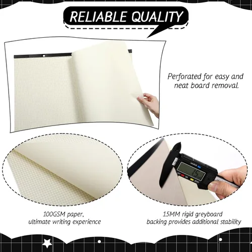 Vista 3 de Fainne Bloc de papel gráfico de ingeniería grande de 22 x 17 pulgadas, paisaje, 4 x 4 pulgadas, cuadrícula, papel de dibujo gigante para ingeniero