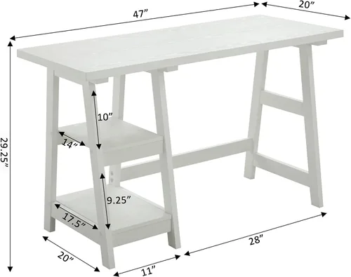 Vista 3 de Escritorio de caballete Convenience Concepts Designs2Go, Madera manufacturada, Blanco