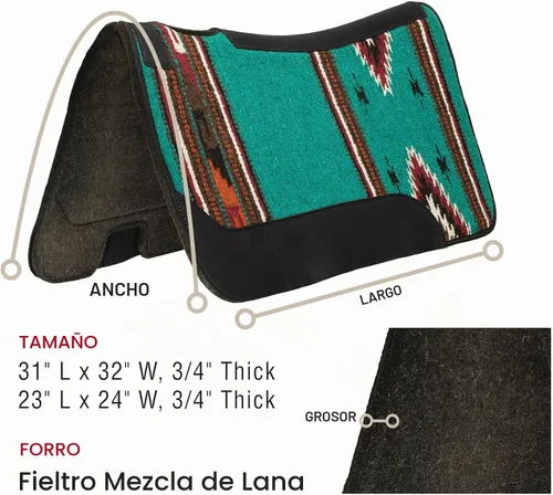 Vista 2 de Weaver Leather 35-1676-S8 Pony Contorneado Single Weave Lana Mezcla Saddle Pad Sillín, Negro/Azul