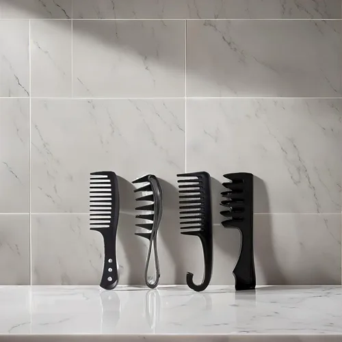 Vista 4 de Finduat 4 peines de dientes anchos, peines de dientes grandes para cabello rizado, húmedo y ondulado, grueso, pelucas de peluquería, para mujeres