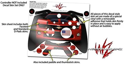 Vista 3 de 2010 Chevy Camaro Victory Red - Black Stripes on Black - WraptorSkinz Decal Style Vinyl Skin Wrap compatible with XBOX One ELITE Wireless Controller