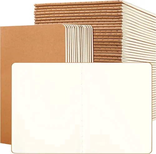 Vista 8 de Paquete de 100 cuadernos pequeños en blanco y diario a granel, cubierta negra, papel grueso sin forro, 4.25 x 5.5 pulgadas, 48 páginas, cuaderno