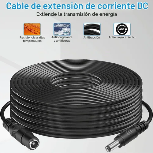 Vista 6 de Cable de extensión de alimentación CC, cable de extensión de 12 V CC de 0.083 in x 0.217 in, cable de alimentación macho a hembra, para cámara