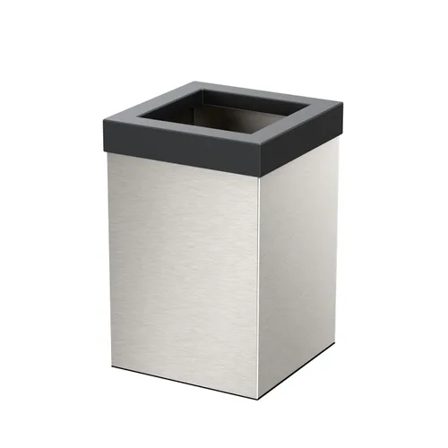 Vista 14 de Gatco Papelera Moderna Cuadrada, Combo Negro Mate y Latón Cepillado - Papelera de Acero Inoxidable con Tapa Extraíble, Resistente a Fugas, Capacidad