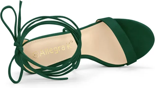 Vista 4 de Allegra K Sandalias de tacón de aguja con cordones para mujer