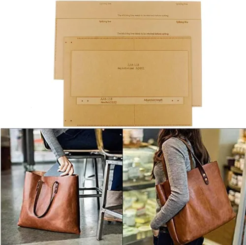 Vista 6 de NW AAB-118 Bolso de cubo de mujer Plantilla de acrílico Patrón de cuero Bolso de cuero de acrílico Patrón de cuero Plantillas de cuero para bolsa