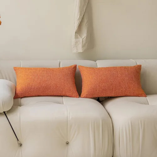 Vista 35 de Fundas de almohada decorativas Demetex grises 18x18, fundas de almohada cuadradas de lino para sofá, fundas de almohada estilo granja para cama