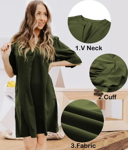 Vista 5 de ANFTFH Vestidos largos para mujer, vestidos casuales sin mangas con cuello en V para mujer