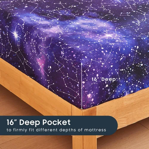 Vista 5 de Wake In Cloud - Juego de sábanas Constellation, juego de 4 piezas, espacio celestial, brujería estelar, galaxia, astrología, ropa de cama