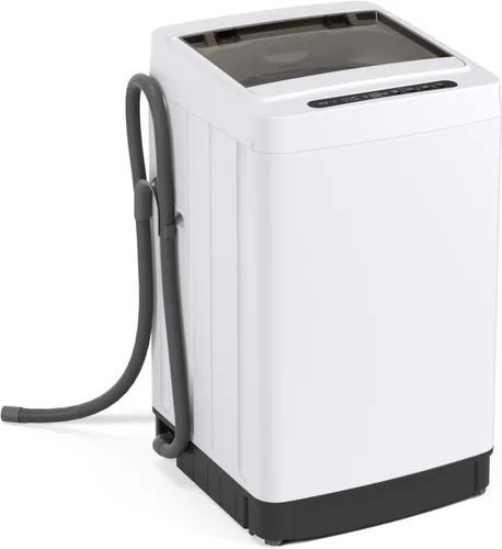 Vista 10 de Giantex Lavadora portátil, lavadora compacta de 1.5 pies cúbicos con bomba de drenaje, pantalla LED, 8 programas, 10 niveles de agua, bloqueo