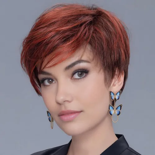 Vista 32 de TISHINING Pelucas rubias cortas en capas para mujeres blancas, longitud de la barbilla, color rubio ceniza, parte lateral, peluca Pixie Bob, cabello