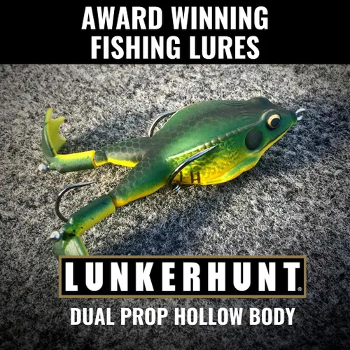 Vista 8 de LUNKERHUNT - Cebo de rana para pesca de lubina Rana de cuerpo suave y hueco sin enganches para pesca de lubina y trucha Señuelo de rana realista