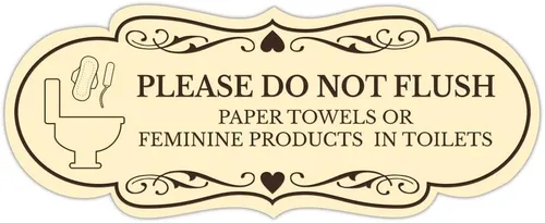 Vista 11 de Designer Please Do Not Flush Toallas de papel o productos femeninos en inodoros (Pad) Letrero (Negro) - Pequeño, 1 paquete