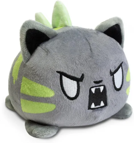 Vista 13 de TeeTurtle - Peluche reversible de gato siamés de 4 pulgadas Gato siamés feliz + enojado
