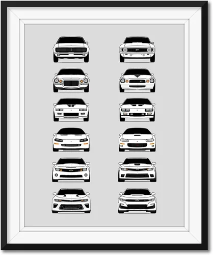 Vista 14 de Custom Car Posters Póster hecho a mano compatible con Chevy Corvette Generations e impresión de Chevrolet Corvette (C1 C2 C3 C4 C5 C6 C7 C8) – 2A.