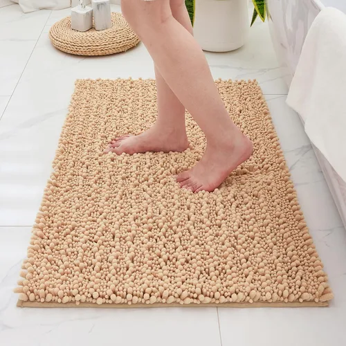 Vista 8 de Disolla Alfombra de baño pequeña, antideslizante, lavable, color beige, 17 x 24 pulgadas, súper absorbente, suave, alfombra de baño de felpilla