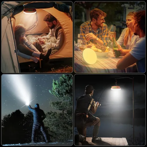 Vista 6 de Eventek Luces de campamento de 12000 mAh, linterna LED ultra brillante con 4 modos y magnética, IPX5 impermeable, recargable, luces de tienda