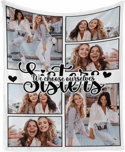 Vista 33 de Regalos de cumpleaños para mujeres, manta de amistad personalizada con tus fotos, manta personalizada con mis propias imágenes para hermanas