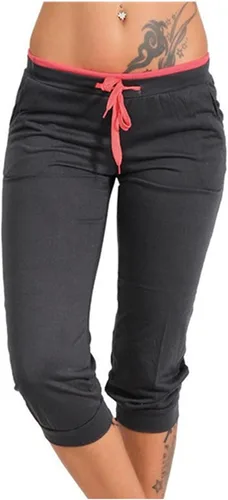 Vista 28 de Pantalones capri para mujer, estilo casual, de verano, elásticos, de cintura alta, pantalones de yoga, ajuste atlético, pantalones deportivos