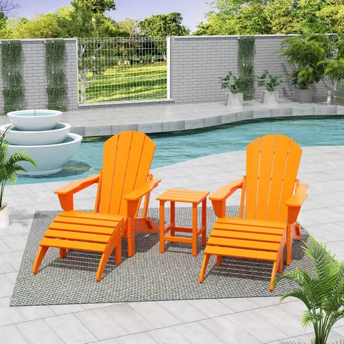Vista 30 de WestinTrends Malibu - Silla de salón para exteriores, juego de 2 sillas Adirondack con otomana, sillas plegables de madera de polietileno para todo