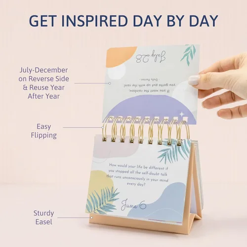 Vista 5 de Calendario de escritorio motivacional, calendario diario perpetuo con citas motivacionales diarias para escritorio, regalos inspiradores