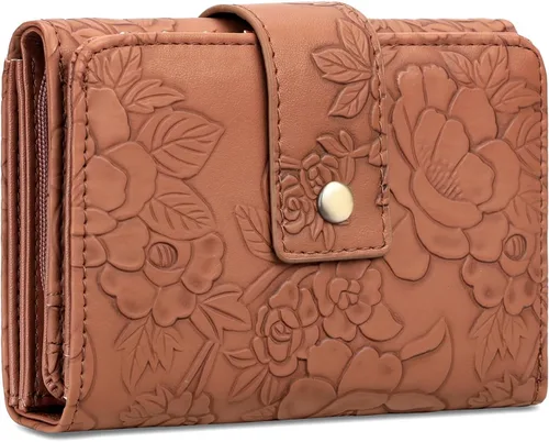 Vista 12 de SENDEFN Billeteras para mujer, billetera triple para mujer, tarjetero para tarjetas de crédito, bolsillo para monedas con ventana de identificación