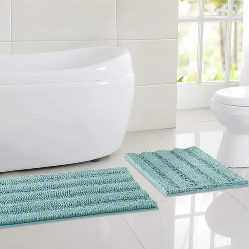 Vista 56 de NICETOWN Tapete negro para baño, antideslizante, suave, absorbente de agua, tapete de bajo perfil para entrada, tapete para vestíbulo, puerta