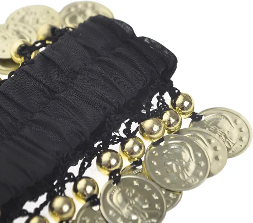 Vista 3 de Pulseras de muñeca y tobillo para danza del vientre, accesorio de disfraz de Halloween Negro