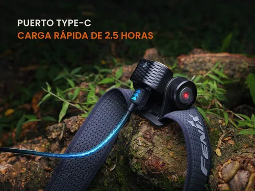 Vista 8 de Fenix HM55R linterna frontal recargable, foco de 1200 lúmenes y luz roja, ligera, larga duración, carga USB, impermeable para acampar, hacer Nebular