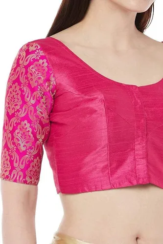 Vista 2 de Indian Hawker Blusa de sari con mangas hasta el codo de Bollywood Georgette para mujer