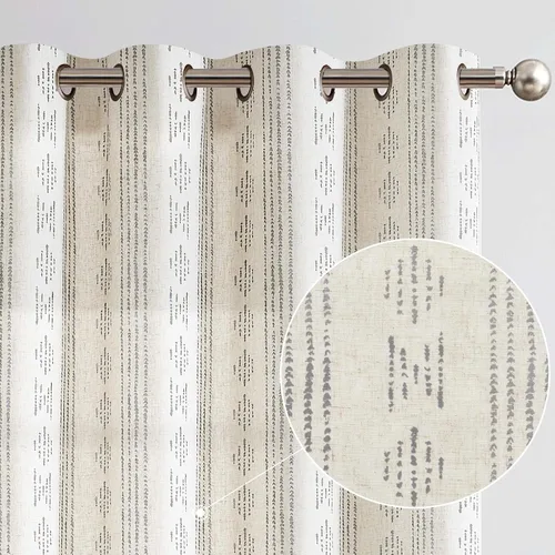 Vista 20 de jinchan Cortinas bohemias a rayas para sala de estar, cortinas de lino estilo granja de 63 pulgadas de largo, 2 paneles para dormitorio, mudcloth