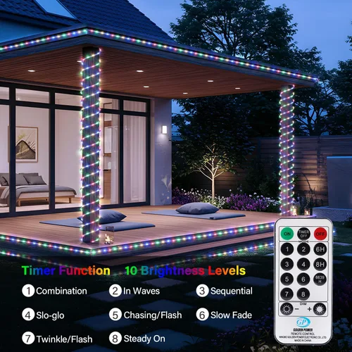 Vista 5 de OMIKA Luces de cuerda conectables de 66 pies con 800 LED para exteriores, luces de cuerda LED multicolor con enchufe y control remoto con Varios