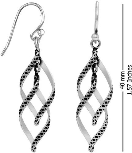Vista 4 de Charmsy - Juego de 2 pares de aretes de plata de ley para mujer, Plata Esterlina