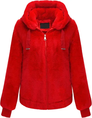 Vista 6 de Bellivera Abrigo de piel sintética para mujer con forro de oveja peluda, chaqueta de forro polar esponjosa y capucha con forro de sherpa Beige