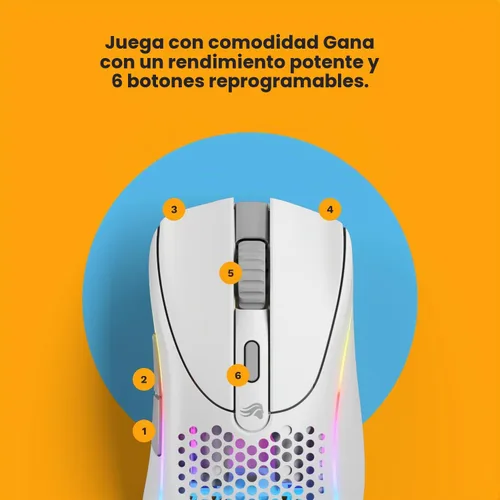 Vista 3 de Glorious Gaming - Mouse ergonómico inalámbrico modelo D 2, superligero 2.33 oz, hasta 210 horas de duración de la batería, sensor óptico de 26 K, 6