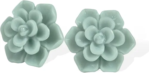 Vista 14 de Handmade Succulent Earrings 13mm Hypoallergenic 925 Sterling Silver Post Soft Ceramic Resin Stud Earrings for Women Sensitive Ears