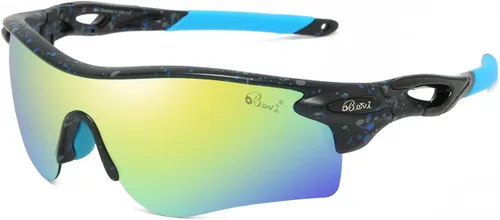 Vista 13 de Bevi Lentes de sol deportivos polarizados TR90, marco duradero y ultraligero para hombres y mujeres, béisbol, correr, ciclismo, golf